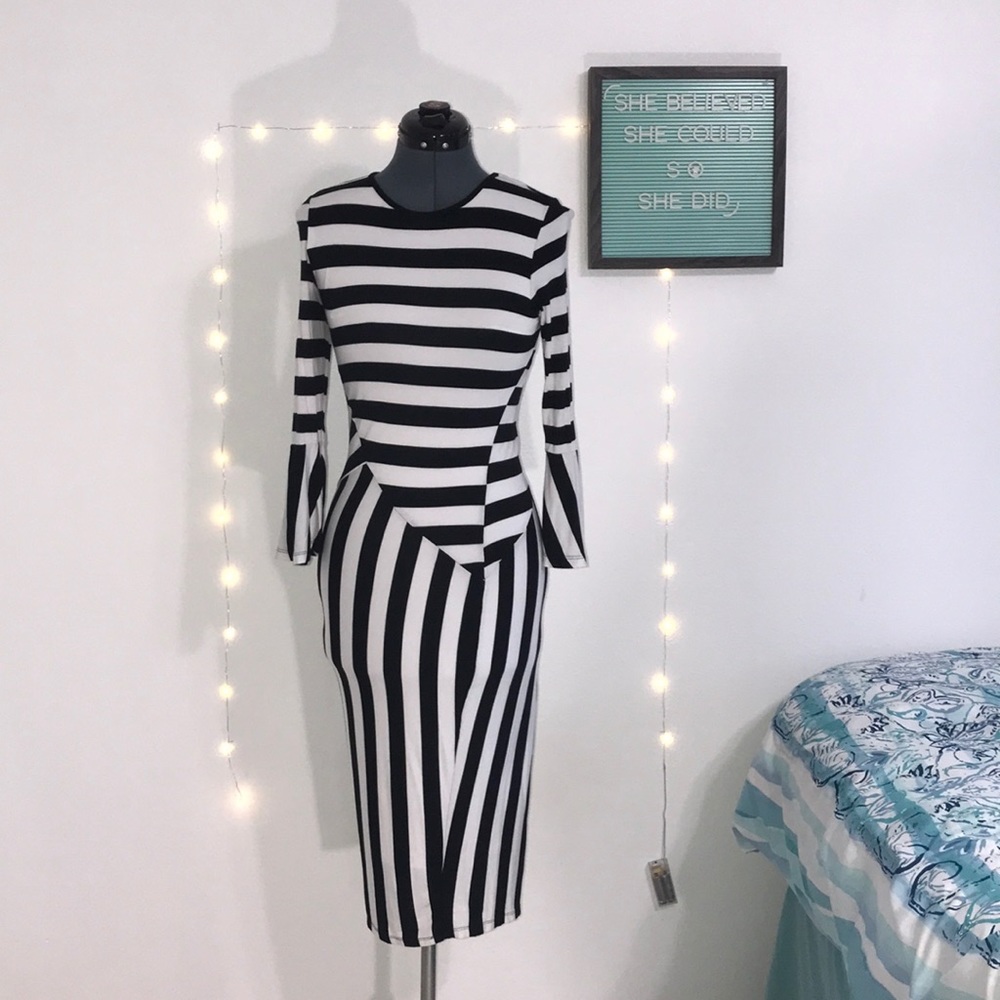 Striped Midi Dress Form fitting